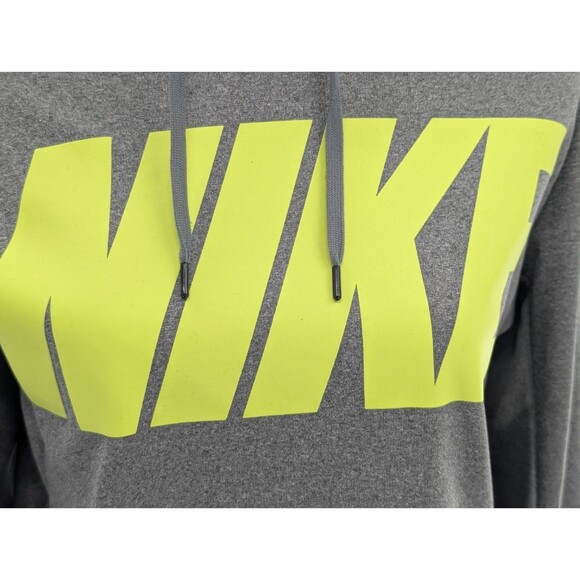 Nike Therma Fit Performance Gray Neon Yellow Sweatshirt Hoodie Size Small - Picture 3 of 9